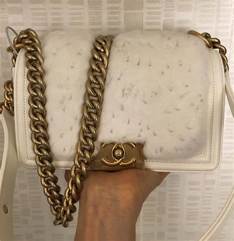 white and gold chanel boy bag